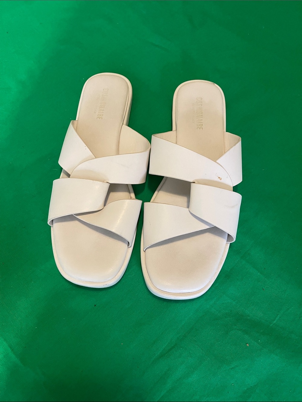 Bernardo Cream Cross-Strap Slide Sandals